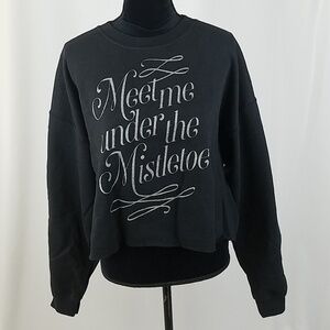 JUNKFOOD Mistletoe printed cropped sweatshirt